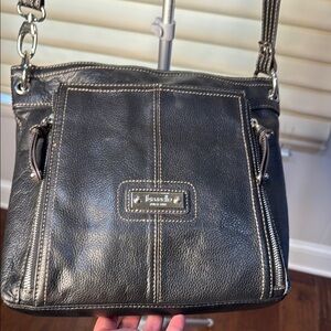 Tignanello Black Crossbody Bag with Chain Strap